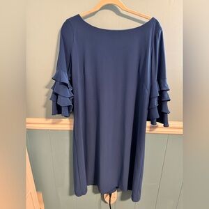 Gabby Skye Navy Layered Ruffle Sleeve Dress